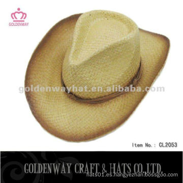 Sombreros de vaquero de la paja de Panamá del diseñador de la venta caliente con insignia del bordado